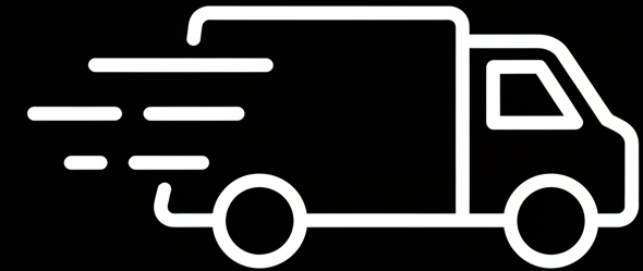 schnellversand icon truck , black backround and white icon 